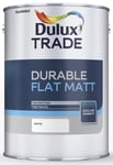 Dulux Flat Matt White Trade Durable 5L Paint Emulsion Interior Walls Ceilings