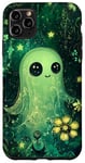 Coque pour iPhone 11 Pro Max Vert Floral Fantôme Effrayant Esthétique Vert