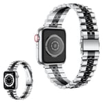 Apple Watch 40 mm klockarmband i rostfritt stål med fem pärlor - Silver / Svart Svart