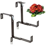 com-four® 2X Supports de bacs à Fleurs Haut de Gamme pour balustrades et balustrades de Balcon - Fixation Flexible en Acier Inoxydable pour bacs à Plantes (Brun)