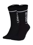 Nike Sneaker Sox Air Force 1 Crew Socks 2 Pack UK 2 - 5 EUR 34 - 38 Black White