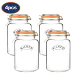 Glass Jar 3L Square Preserving Jar Storage with Airtight Clip Top Container 4pcs