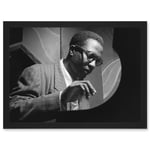 Thelonious Monk Playing Black & White Jazz Legend A4 Artwork Framed Wall Art Print