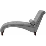 Chaise Longue en Velours Gris Clair Capitonnée pour Salon au Style Glamour Beliani