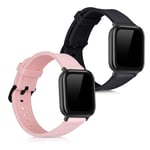 kwmobile Watch Bands Compatible with Huami Amazfit GTS/GTS 2 / GTS 2e / GTS 3 - Straps Set of 2 Replacement Silicone Band - Black/Pink