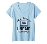 Womens I'm My Family's Unpaid Tech Support Funny Computer Engineer V-Neck T-Shirt