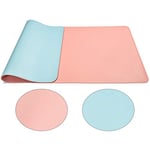 Office Desk Mat Desk Pad, Waterproof Desk Protector Mat, Dual-Sided Multifunctional Large Leather Desk Cover for Mouse, Keyboard and Writing(90 * 43cm, Pink-SkyBlue)