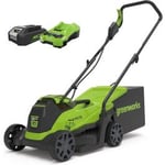 Greenworks GD24LM33K2 Gressklipper 24V 33cm  - med 2Ah batteri og universal lader