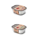 Bundle of BLACK+BLUM - 2 Medium & 1 Large Lunch Boxes - Microwavable, Plastic-Free, Stainless Steel with Leak-Proof, Airtight Lockable Lids - Safe for Microwave, Dishwasher & Oven - 900 ml + 1.2L