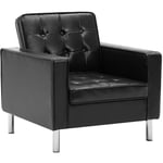 Fauteuil chaise siège lounge design club sofa salon revêtement synthétique noir