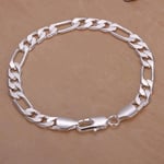 Nya modesmycken 925 Sterling Silver 8MM platt sidledes kedja armband för unisex man kvinna present C0277