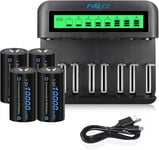 Chargeur Universel LCD,pour Batteries 8 AA/AAA ou 4 C/D,Canal de Charge indépendant Via Chargeur Rapide - avec 4 Piles D 8000mAh NI-MH(Q731)