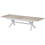 Table de jardin extensible Axiome sépia et blanc 12 places en aluminium traité époxy - Hespéride