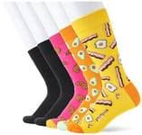 JACK & JONES Men's Jacbreakfast Socks 5 Pack, High Visibility/Pack:Pink Yarrow-Orange Pepper-Black-Black, One Size