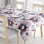 Comart, Nappe Couleur 100% Polyester, Housse de Table Anti-Taches, pour Table de Cuisine et d'extérieur, Lavable en Machine, résistante et élégante, rectangulaire 132 x 178 cm, Motif imprimé café