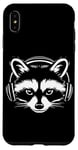 iPhone XS Max Black and White Gamer Raccoon with Headphones Case