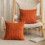 Home Brilliant Burnt Orange Cushion Covers for Sofa Bed, Large Cushion Covers 60cm x 60cm for Living Room Bedroom, Orange Cushions 60x60, Set of 2, Burnt Orange