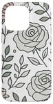 Coque pour iPhone 14 Pro Max Rose florale botanique, style minimaliste