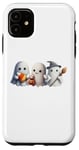 Coque pour iPhone 11 Halloween Ghosts Witch Candy Corn Balai Citrouille Crochet Tricot