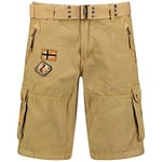 Geographical Norway Paintball Men Bermuda Homme Casual Coton - Short Hommes Sport Cargo - Shorts Bermudas Court A Ceinture Coupe Normale - Homme Printemps Été (Beige L)