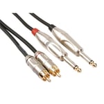 Câble 2 Jack 6.35 mâles 2 RCA mâles 5m - Doré - Câble OFC - Audio