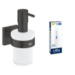 Lot de GROHE Start Cube Distributeur de Savon avec Support, Noir Mat, 410982430 + GROHE Kit Colle Quickglue A1, 41127000