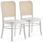 Vs Venta-stock - Pack de 2 chaises Vesta Couleur Blanc, Bois Massif et Rotin naturel