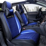 EET Universal PU Leather Car Seat Covers Front Seats And Back Seats Interior Decor Fashion Pattern Seat Protectors - Convenient And Breathable,Blue