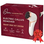 Own Harmony Electric Hard Skin Remover with Vacuum Absorption- Professional Pedicure Tools for Pedi Callus Foot Care - 3 Rollers Electronic Feet File CR2100 - Best for Dry, Cracked Heels (USB Cord)