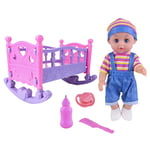 Baby Doll Rocking Bed Toy Crib Girls Gift Pretend Role Play Game with Music - Multicolor, C