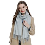 DonDon Écharpe femme hiver chaud et douce Châle Etole Foulard 185 x 65 cm - gris clair