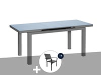 Table à manger d'extérieur extensible en aluminium gris Ibiza anthracite avec 8 fauteuils - Jardiline