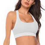 QIANZI Women Sports Bra Yoga Bras Soft Crop Top for Gym Exercise Fitness With Removable Pads Leisure Bralette for Yoga Running Gym Workout White-M