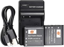 NP-40 Li-ION Batterie (2-Pack) et Chargeur USB Compatible pour Casio Exilim EX-FC100 EX-FC100WE EX-FC150 EX-FC150BK EX-FC150RD EX-FC160S EX-Z400