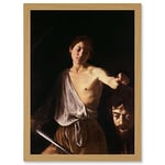 Artery8 Caravaggio 1610 David With Head Goliath Painting Artwork Framed Wall Art Print A4