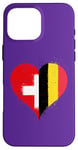 Coque pour iPhone 16 Pro Max Coeur pour Fier Suisse Belge Un Drapeau Belgique Suisse