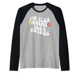 Retro Groovy Im Elsa Doing Elsa Things Funny Mother's Day Raglan Baseball Tee