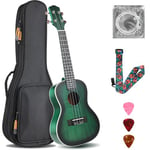 Ukulele Adulte Enfants, Ukulélé Guitare Adulte 23 Pouces, Ukulele Soprano en Bois d'acajou avec Cordes et Sac de Transport Professionnel, Ukulele Concert Guitare Acoustique Adulte, Vert