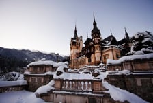 Peles Castle in Romania during the winter