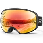 RIOROO Masque et Lunettes de Ski Moto Skateboard supérieure pour Homme Femme, 100% Anti-UV, Anti-poussière, Anti-Buée, Coupe-Vent double lentille Motoneige Moto Lunettes Ski Goggles, pour Ski, Surf