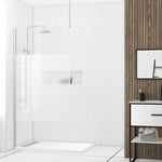 Aurlane - Paroi de Douche 100x200cm Dépolie - Profilé + Barre Plafond Finition Chrome - freedom 2 frosted