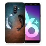 Samsung Galaxy A6 Plus (2018)Kuviollinen Printattu Pehmeä Muovinen Takasuoja Kuori - Valkoinen Ja Musta Kala Monivärinen