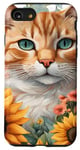 Coque pour iPhone SE (2020) / 7 / 8 Orange Tabby Cat and Sunflowers Feline & Floral