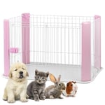 Iris Ohyama, Parc pour Chien Intérieur, Extérieur avec Porte Verrouillable, H60cm, Rose, Sans Toit, Cloture, Enclos, Cage, Chenil, en Grille, pour Chat, Chiot, Lapin, Rongeur, Plastique, CLS-960