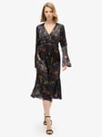 Superdry Flare Sleeve Jacquard Midi Dress, Alpine Lake Black