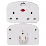 Double UK Plug to Euro Travel Adapter with 2 USB Ports