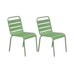 Lot de 2 chaises de jardin en métal vert - BACA