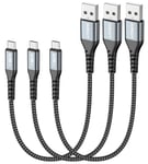 [3-Pack 1ft/0.3m Câble Micro Usb Courte De Synchronisation Et Charge Rapide Sync Chargeur Cordon Android Pour Samsung Galaxy S7 Edge, Moto G5 Plus, Sony Xperia Z5, Huawei P0 Lite