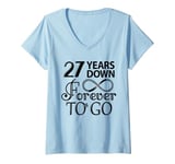 Womens 27th Wedding Anniversary Day - 27 Years Down Forever To Go V-Neck T-Shirt