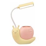 Lampe de bureau LED pour enfants avec porte-stylo, forme d'escargot, chargement USB, lampe d'apprentissage pour étudiants, protection des yeux, cou